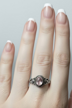 Load image into Gallery viewer, sterling silver ring with a round rose quartz stone