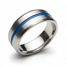 Load image into Gallery viewer, Stainless Steel Blue & Silver ring. sizes 5, 6, 8, 9, 10, 12, 13 RW02