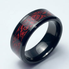 Load image into Gallery viewer, Stainless Steel black and red ring size 6, 7. RW102