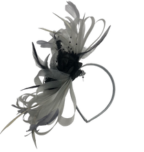 Load image into Gallery viewer, Stunning Grey & Black Stacey Fascinator (FS011)