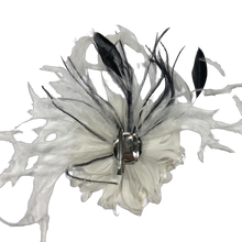 Load image into Gallery viewer, Stunning Ivory & Black Feather Fascinator (FS061)
