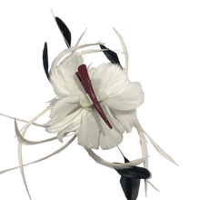 Load image into Gallery viewer, Stunning Ivory & Black Feather Fascinator (FS076)