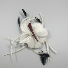 Load image into Gallery viewer, Stunning Ivory & Black Feather Fascinator (FS076)