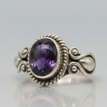 Load image into Gallery viewer, Sterling Silver ring with a amethyst gemstone on a white background
