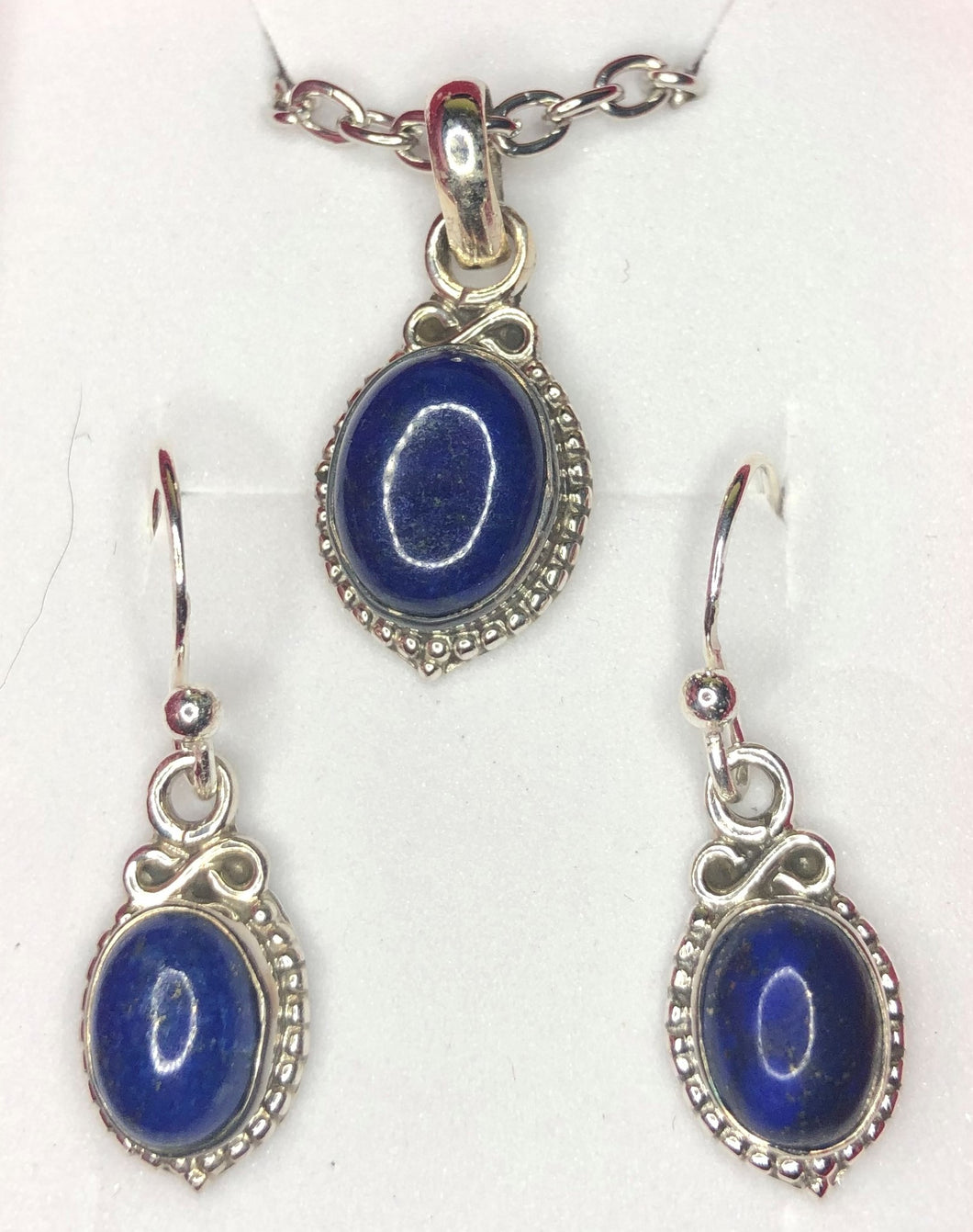 Lapis Lazuli sterling silver pendant and earrings set   (SET 18)