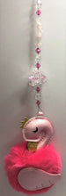 Load image into Gallery viewer, Swan Pink  Fluffy suncatcher with crystals and Rose quartz.

