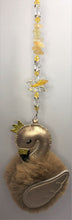 Load image into Gallery viewer, Swan Brown Fluffy suncatcher with crystals and Citrine
