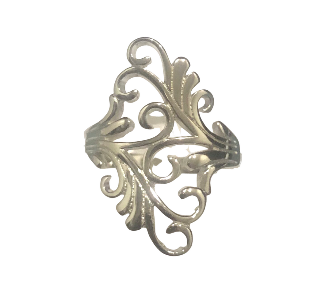 Sterling Silver Swirls ring available in sizes   7   (AS29a)