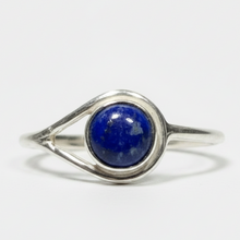 Load image into Gallery viewer, Sterling Silver ring with a lapis lazuli gemstone on a white background