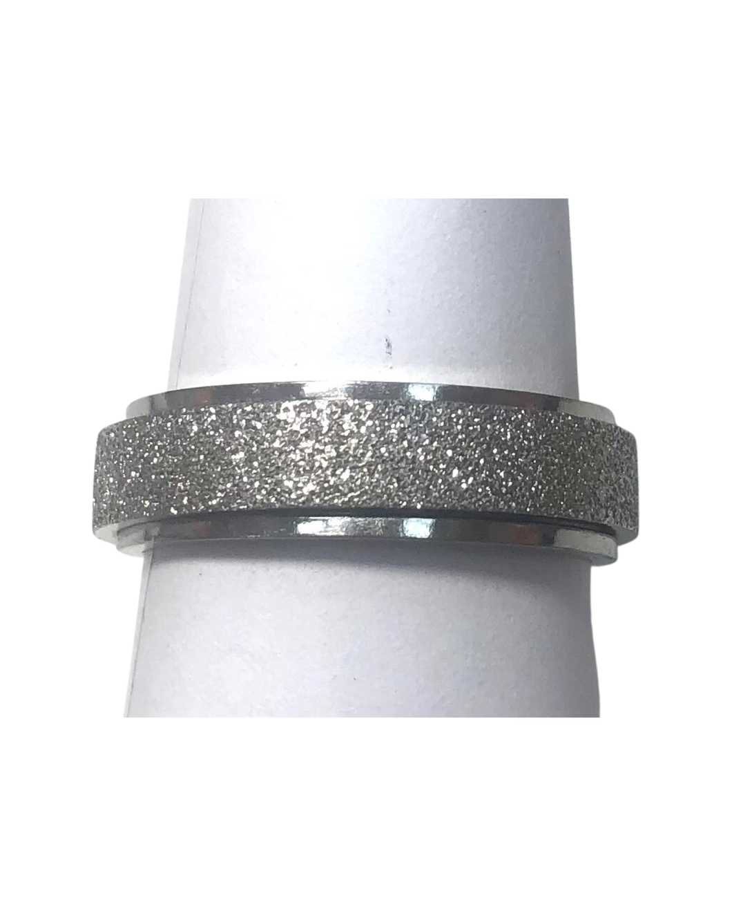 Fidget ring - silver glitter spinner.   (FR13)