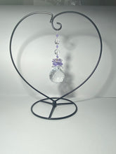 Load image into Gallery viewer, Deluxe Dragonfly crystal &amp; amethyst gemstone suncatcher with extra large stand SH79
