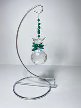 Load image into Gallery viewer, Dragonfly crystal &amp; malachite gemstone suncatcher on stand SH11
