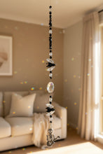 Load image into Gallery viewer, Skelton plying guitar crystal Suncatcher decorated with snowflake obsidian gemstones CH480
