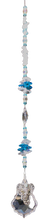 Load image into Gallery viewer, Elephant starburst crystal suncatcher is decorated with aquamarine gemstones.
