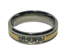 Load image into Gallery viewer, Stainless Steel - Silver &amp; gold sparkle ring.  Sizes 5, 6, 8, 9, 10, 11, 12, 13. RW259
