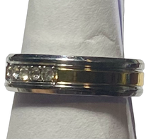 Load image into Gallery viewer, Stainless Steel - Silver &amp; gold sparkle ring.  Sizes 5, 6, 8, 9, 10, 11, 12, 13. RW259
