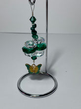 Load image into Gallery viewer, Butterfly crystal with malachite hanging on a stand SH4
