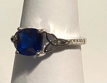Load image into Gallery viewer, Sterling Silver - Blue cubic zirconia ring. Sizes 5, 6, 7, 8, 9. SS252
