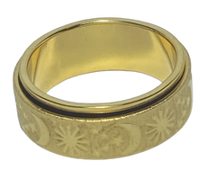 Load image into Gallery viewer, Fidget ring -  Gold stars &amp; moons fidget ring. Sizes 6, 7, 8, 9, 10, 11. Fr105
