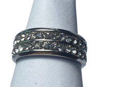 Load image into Gallery viewer, Stainless Steel - Silver sparkle ring.  Sizes  5.5, 7, 8, 9, 10, 11, 12.5, 14. RW236
