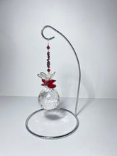 Load image into Gallery viewer, Dragonfly crystal &amp; garnet gemstone suncatcher on a stand SH12
