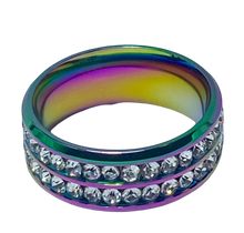 Load image into Gallery viewer, Stainless Steel - Rainbow sparkle ring.  Sizes  5, 6, 8, 9, 10, 11, 12, 14  RW235
