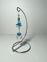 Load image into Gallery viewer, Butterfly crystal with turquoise gemstone hanging on a stand SH1
