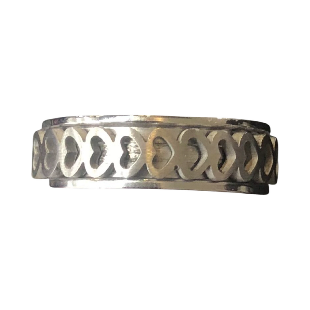 Fidget ring -  silver heart spinner ring. FR71