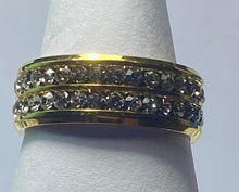 Load image into Gallery viewer, Stainless Steel - Gold sparkle ring.  Sizes 5, 6, 7, 8, 9, 10, 11, 12, 13  RW233
