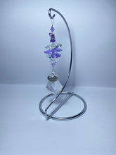 Load image into Gallery viewer, Grand Daughter rose quartz gemstone suncatcher on a medium stand  SH146
