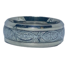 Load image into Gallery viewer, Stainless Steel - Silver with Jesus pattern ring.  Size 8. RW243
