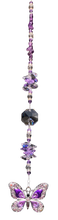 Load image into Gallery viewer, Purple butterfly suncatcher is decorated with crystals and amethyst gemstones.
