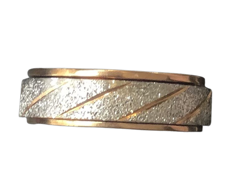 Fidget ring - rose gold and silver glitter spinner. FR76