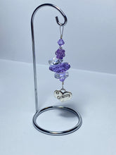 Load image into Gallery viewer, Granny rose quartz gemstone suncatcher on a small stand  SH137
