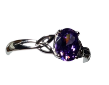 Load image into Gallery viewer, Sterling Silver - Purple cubic zirconia ring. Sizes 4, 5, 6, 7, 8, 10. SS260
