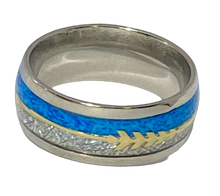 Load image into Gallery viewer, Stainless Steel - Silver &amp; Blue ring.  Sizes 6, 7, 8, 9, 10, 11, 12, 13  RW229

