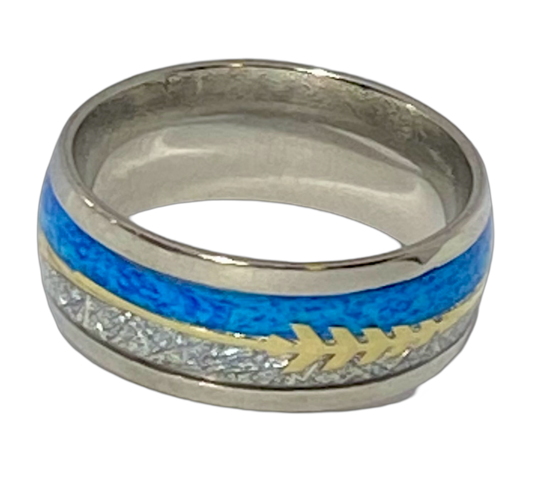 Stainless Steel - Silver & Blue ring.  Sizes 6, 7, 8, 9, 10, 11, 12, 13  RW229