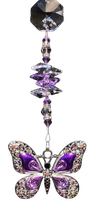 Load image into Gallery viewer, Purple butterfly suncatcher is decorated with crystals and amethyst gemstones.
