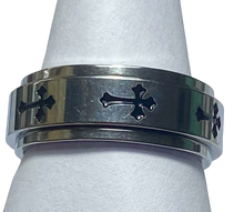 Load image into Gallery viewer, Fidget ring -  silver cross fidget ring. Sizes 6, 7, 8, 9, 10, 11. FR32
