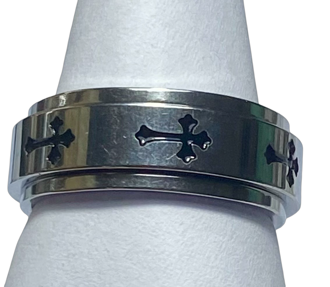 Fidget ring -  silver cross fidget ring. Sizes 6, 7, 8, 9, 10, 11. FR32