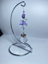Load image into Gallery viewer, Daughter rose quartz gemstone suncatcher on a medium stand  SH122
