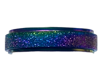 Load image into Gallery viewer, Fidget ring - Rainbow glitter spinner. Sizes 5, 6, 7, 8, 9, 10, 11, 12. FR126
