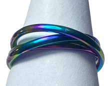 Load image into Gallery viewer, Fidget ring - Trio Rainbow ring. Sizes 5, 6, 7, 8, 9, 10, 11, 12, 13. FR133
