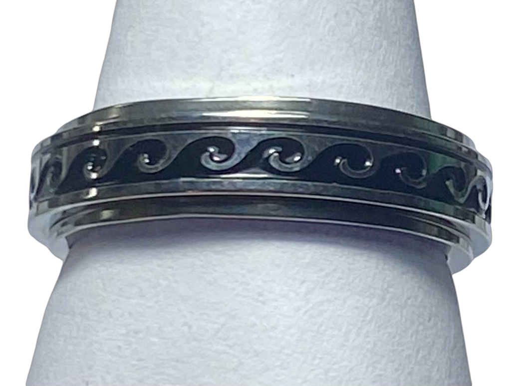 Fidget ring - Silver Waves ring. Sizes 6, 7, 8, 9, 10, 11. FR142