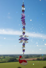 Load image into Gallery viewer, Whale Suncatcher decorated with garnet gemstones CH285
