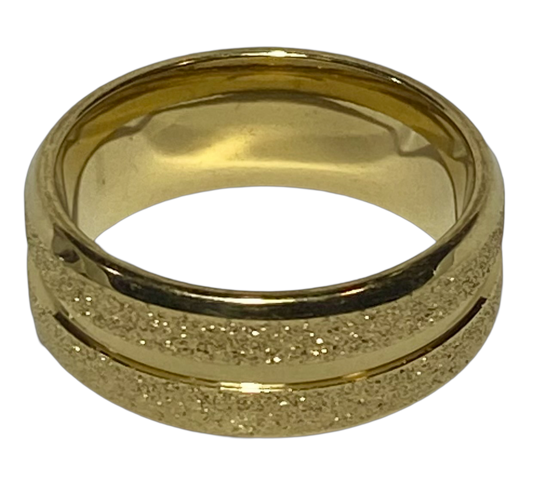 Stainless Steel - Gold sparkle ring.  Sizes , 6, 8, 9, 10, 11, 12, 13. RW260