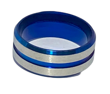 Load image into Gallery viewer, Stainless Steel - Blue &amp; silver ring.  Sizes 6, 7, 8, 9, 10, 11, 13  RW224
