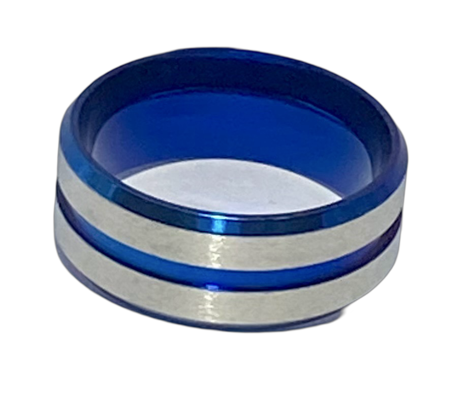 Stainless Steel - Blue & silver ring.  Sizes 6, 7, 8, 9, 10, 11, 13  RW224