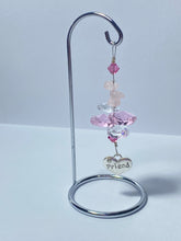 Load image into Gallery viewer, Friend crystal &amp; rose quartz gemstone suncatcher on a small stand  SH88
