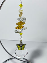 Load image into Gallery viewer, Butterfly crystal with citrine hanging on a stand SH2
